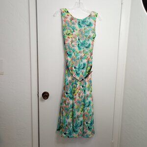 Evan Picone Black Label Watercolor Floral Midi Dress